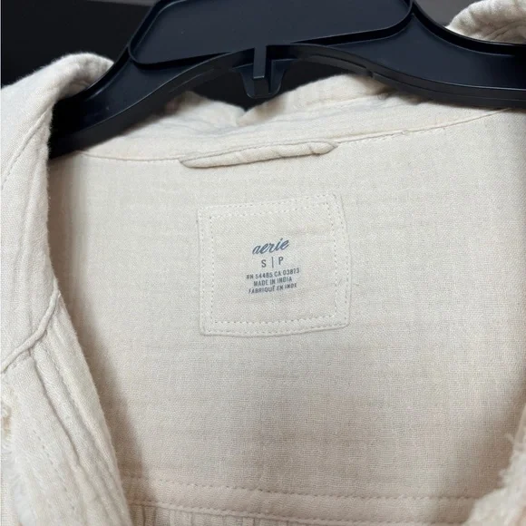 Aerie Casual Oversized Cotton Muslin Button Up/Bathing Suit Cover - Picture 2 of 5